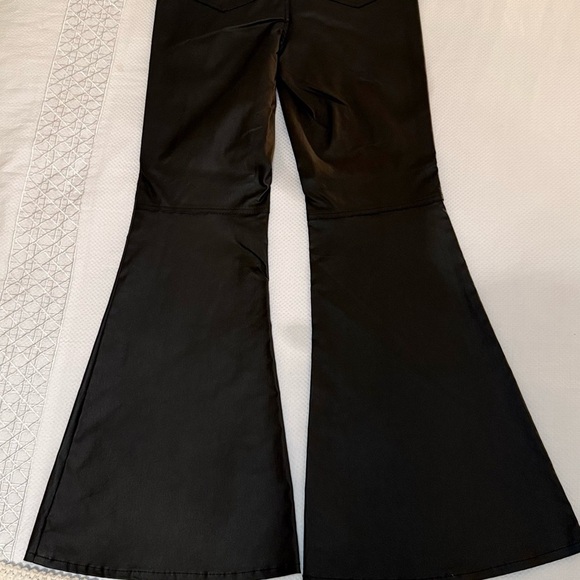C&V Chelsea & Violet, Coated Flare Leg Black pants - Picture 3 of 13
